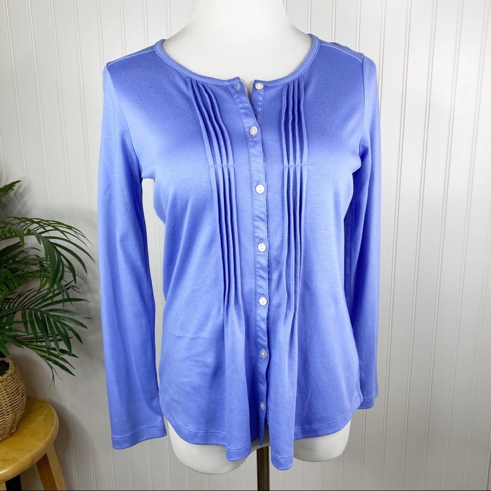 L.L. Bean Periwinkle Smocked Cotton Henley XSP